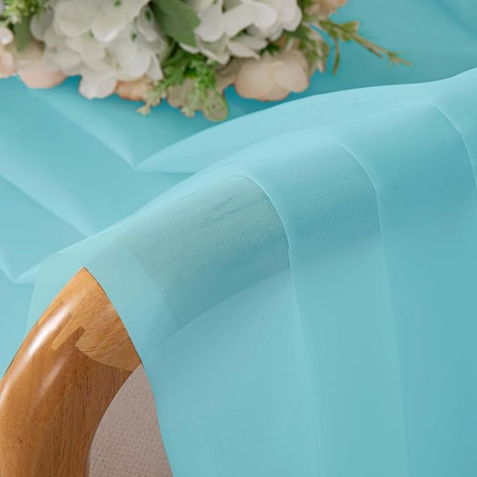 OWENIE Short Aqua Sheer Curtains 36 Inch Length 2 Panels Set, Kitchen Tiers - Image 6