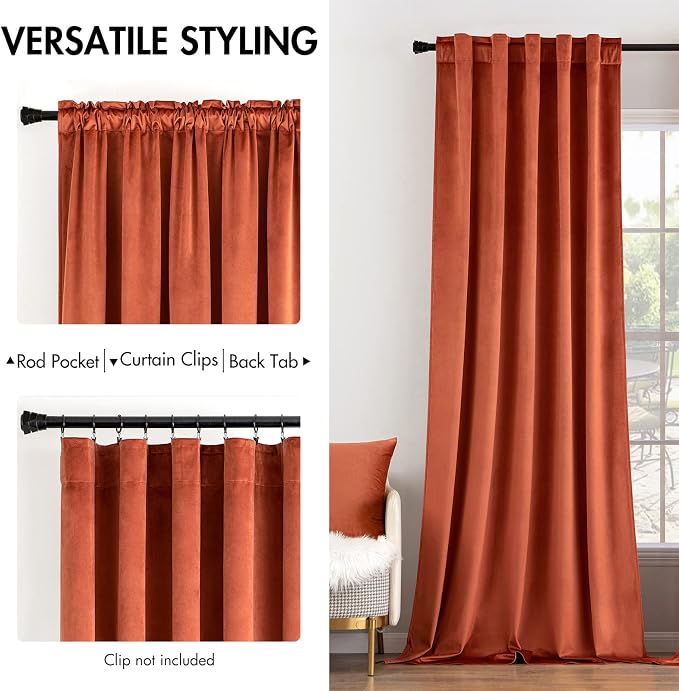 MIULEE Velvet Curtains 66 Inch Wide - Image 2