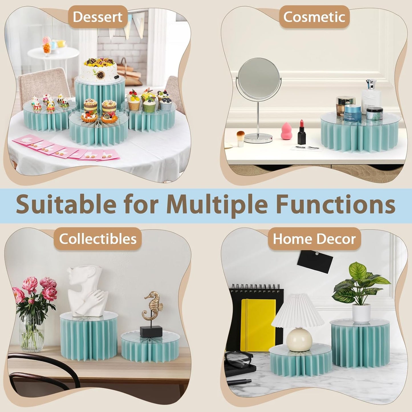 Buffet Risers, Food Risers for Buffet Table Cardboard Food Display Risers for Party Dessert Table Display Set for Show Catering Desserts Collectibles Jewelry (6 Pcs Blue)