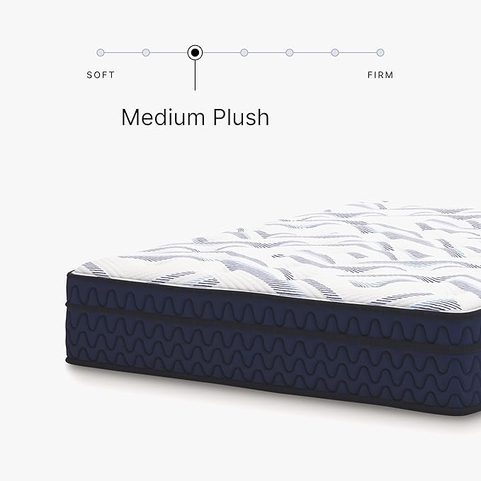 Signature Design by Ashley King Size Stack 12 Inch Hybrid Medium Plush Cooling Gel Infused Memory Foam Mattress for Pressure Relief, Fiberglass Free, Mattress in A Box