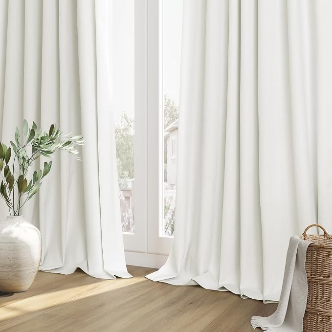 Guken Ivory Linen 100% Blackout Curtains 84 Inch Length 2 Panels Set - Image 9