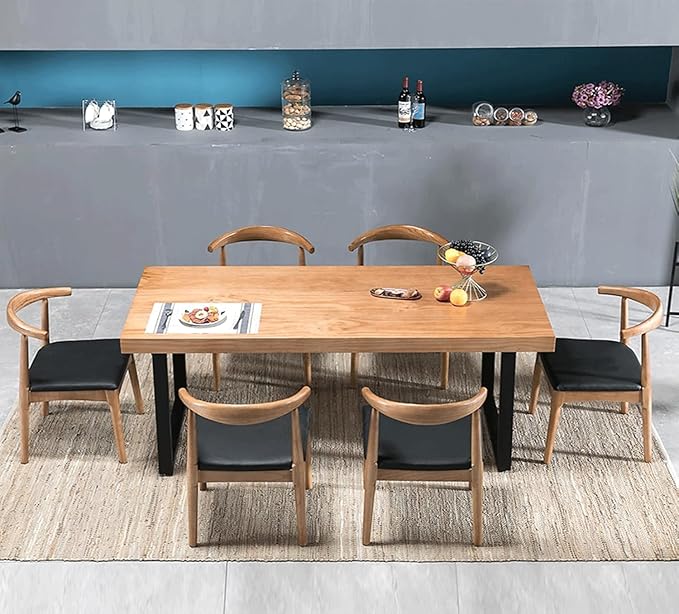 Solid Wood Dining Table Modern Minimalist Durable Stylish for Office and Home Flexible Use as Dining Table or Office Desk Perfect for Kitchen Dining Room Living Room(63*27.5*29.5)