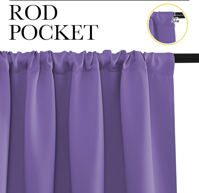 NICETOWN Blackout Curtains for Living Room, Lilac Purple, 2 Panels, 42 by 63 - Image 2