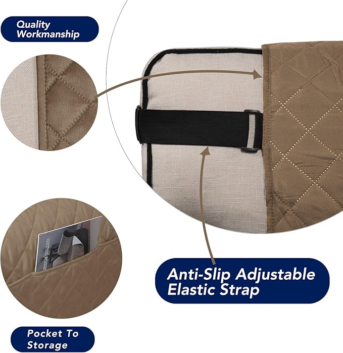PureFit Reversible Sofa Couch Cover Water Resistant Couch Covers for 3 Cushion, Washable Furniture Cover with Non-Slip Foam and Adjustable Strap for Dogs, Pets (Sofa, Camel/Ivory)