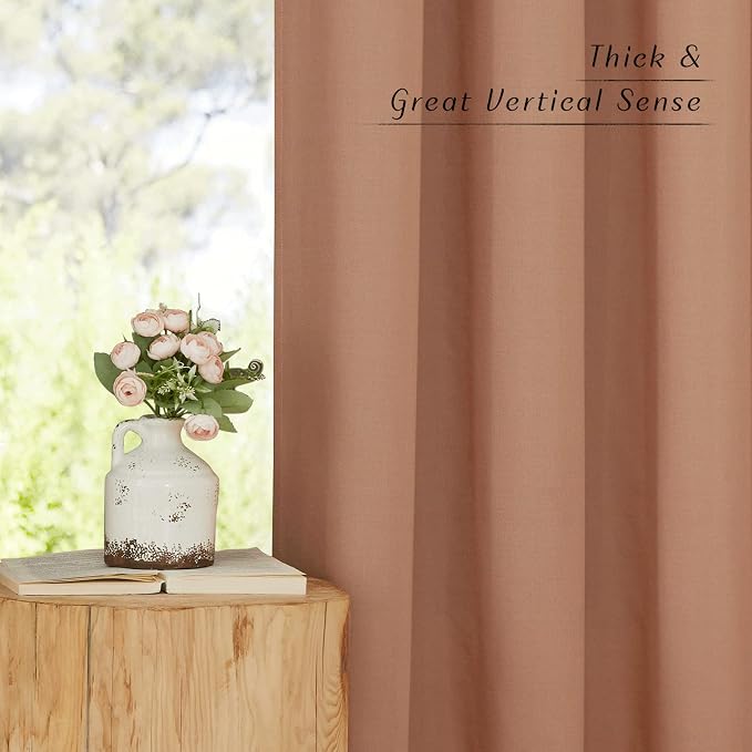 NICETOWN Linen Curtains for Bedroom 96 inches Long, Grommet Rustic Farmhouse - Image 3
