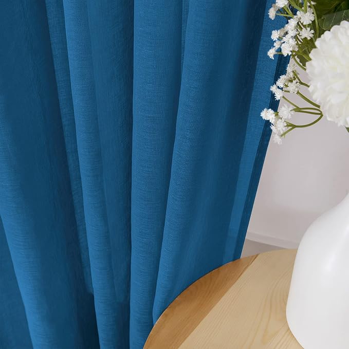 Tollpiz Short Sheer Curtain Linen Textured Bedroom Curtains Sheer Light - Image 3
