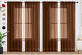 SpaceDresser Brown Sheer Curtains 4 Panels Rod Pocket Semi-Sheer Curtain 84 by SpaceDresser