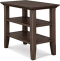 SIMPLIHOME Acadian 14-inch Wide Solid Wood Narrow End Table in Farmhouse Brown, Transitional-Style Side Table for Living Room, Bedroom, or Family Room with 2 Open Shelves