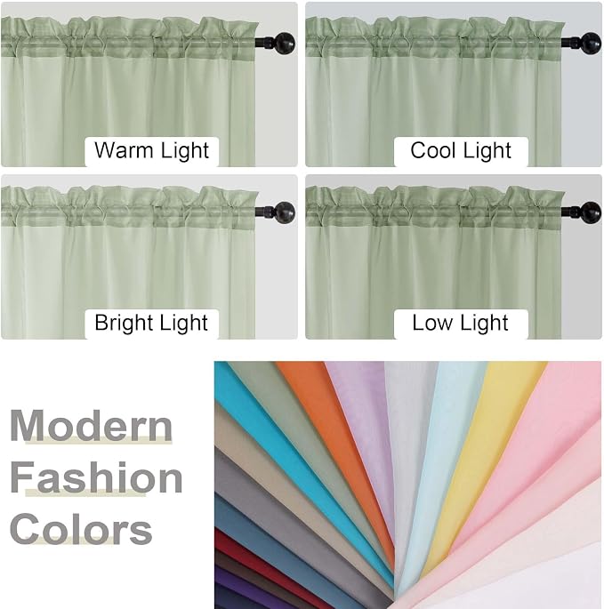 Light Green Sheer Curtains 84 Inches Long 2 Panels Set - Image 7