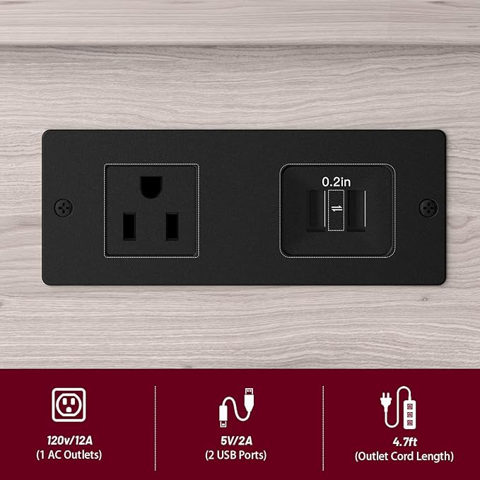 Side Table with Charging Station and Drawer, Narrow End Table with USB Ports and Outlets for Small Space, Living Room, Bedroom and Office, with 4 Wheels (1, Greige + Black)