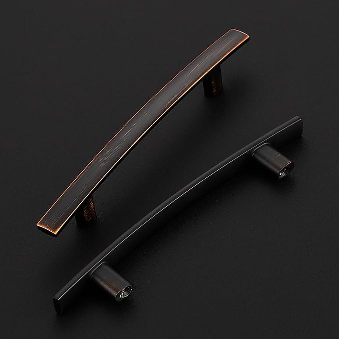10 Pack Cabinet Handles 4" Hole Center - Curved Cabinet Pulls Oil Rubbed Bronze Drawer Pulls for Kitchen Cupboard Solid Hardware for Dresser Drawer Arch Hardware