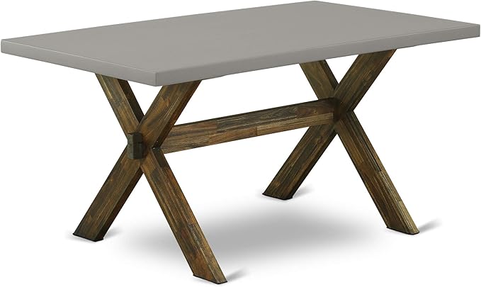 East West Furniture X797FL716-7 7 Piece Dining Table Set Consist of a Rectangle Kitchen Table with X-Legs and 6 Dark Khaki Linen Fabric Upholstered Chairs, 40x72 Inch, Multi-Color
