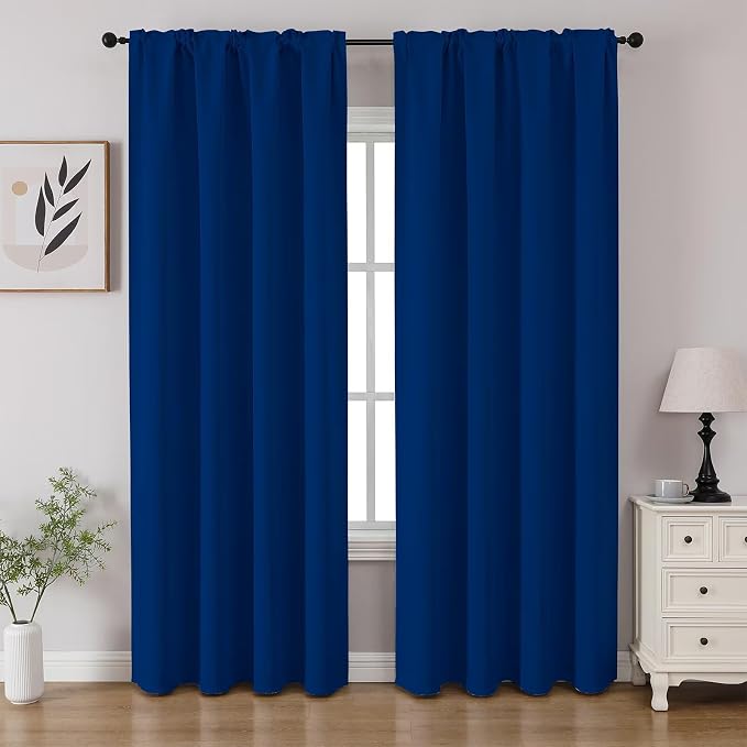 CUCRAF Royal Blue Blackout Curtains 84 inch Length 2 Panels Set, Rod Pocket by CUCRAF