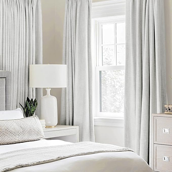MIULEE Linen Textured Curtains Solid 100% Blackout - Image 2