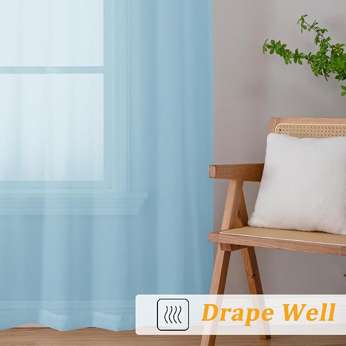Gwine Sky Blue Valances for Windows, Small Light Filtering Rod Pocket Cafe - Image 7