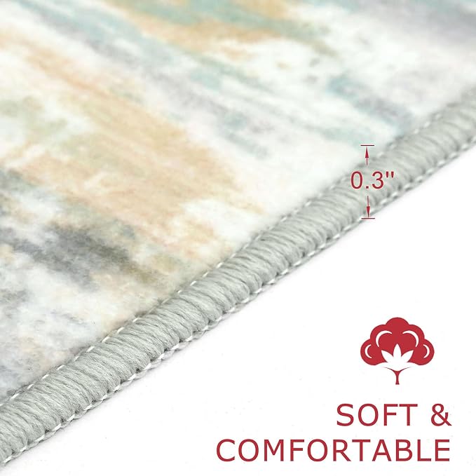 KOZYFLY Kitchen Runner Rug for Hallway Non-Slip Modern Abstract Runner Rug 2x5 - Image 2