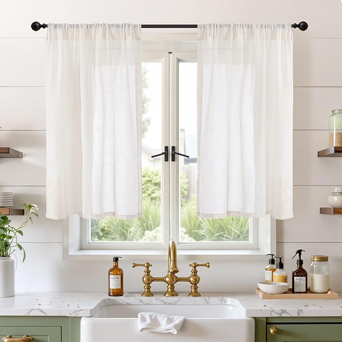 BGment Short Linen Curtains 40 Inch Length by BGment