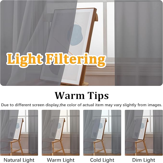 Gwine Charcoal Grey Valances for Windows, Small Light Filtering Rod Pocket Cafe - Image 6