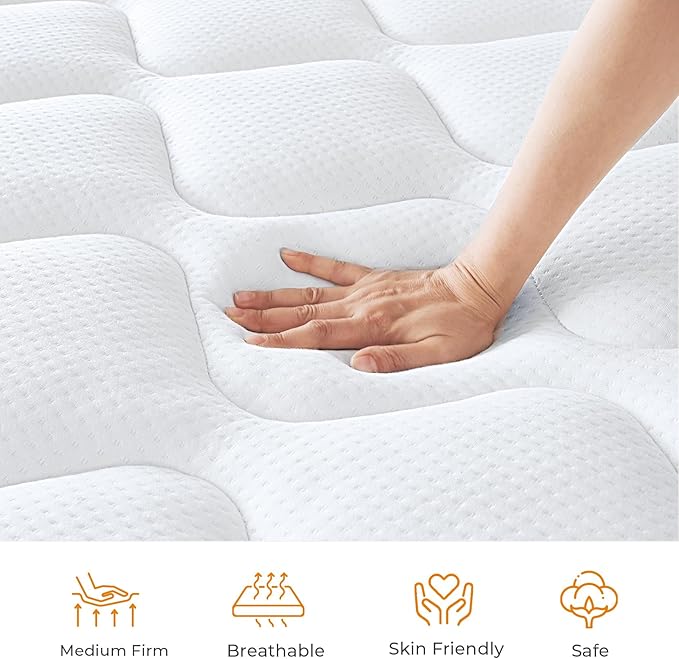 Queen Mattress 12 Inch, Hybrid Queen Bed Mattress with Individual Pocket Springs and Pressure-Relieving Memory Foam, Breathable, Medium Firm Mattress in a Box Queen Size 80"x60"x12"