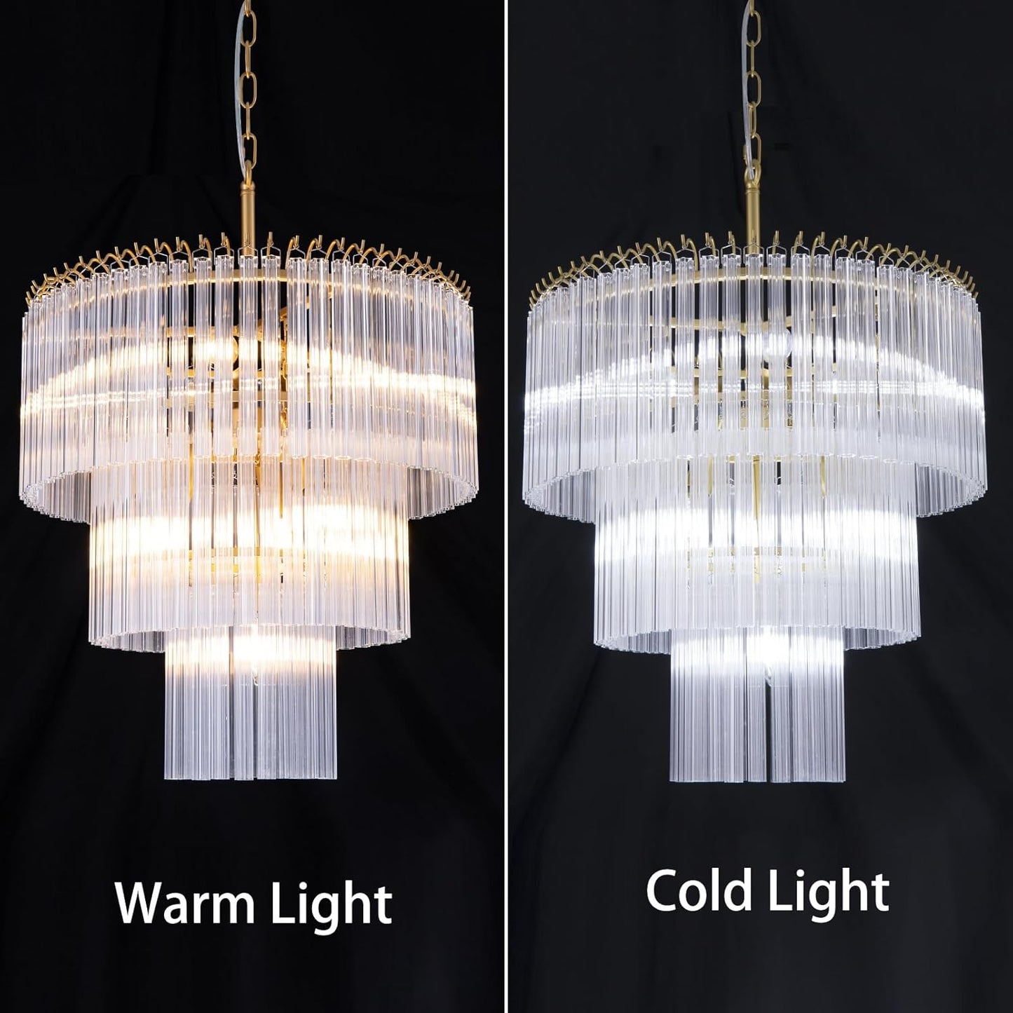 Wellmet 20 inch Crystal Chandelier, Contemporary Modern Bathroom Chandeliers, 7-Light Adjustable Hanging Round Glass Ceiling Light for Bedroom, Entryway, Dining Room, Foyer (Glass Tube)