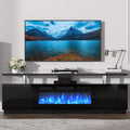 70'' Fireplace TV Stand with 36'' Firplace, Entertainment Center, 2 Tier TV Console Cabinet with Storage Cabinet, Electric Fireplace Heater with 12 Frame and LED Light Colors, Black
