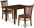 East West Furniture NDGR3-MAH-W 3 Piece Modern Dining Table Set Contains a Rectangle Wooden Table with Dropleaf and 2 Kitchen Dining Chairs, 30x48 Inch, Mahogany