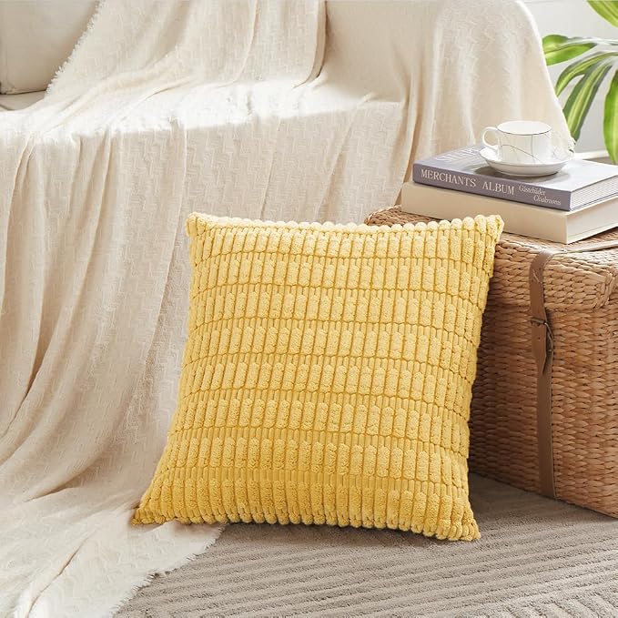Fancy Homi 4 Packs Yellow Decorative Throw Pillow Covers 22x22 Inch - Image 2