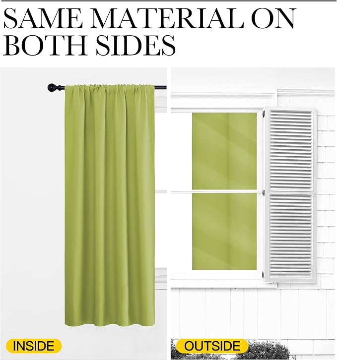 NICETOWN Window Curtains Blackout Drapes, Fresh Green, 1 Pair, 52 by 84-Inch - Image 5
