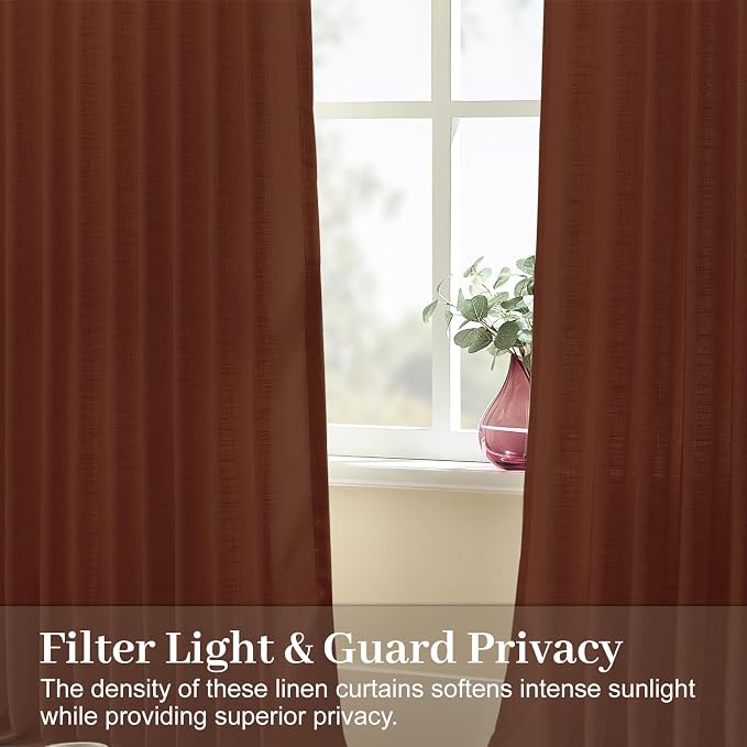 IVAPUPU 90 Inch Linen Blend Curtains 2 Panel Set - Image 3