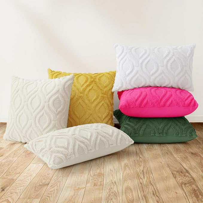 decorUhome Throw Pillow Covers 20x20 Inch Set of 2, Soft Plush Faux Wool Forest - Image 8