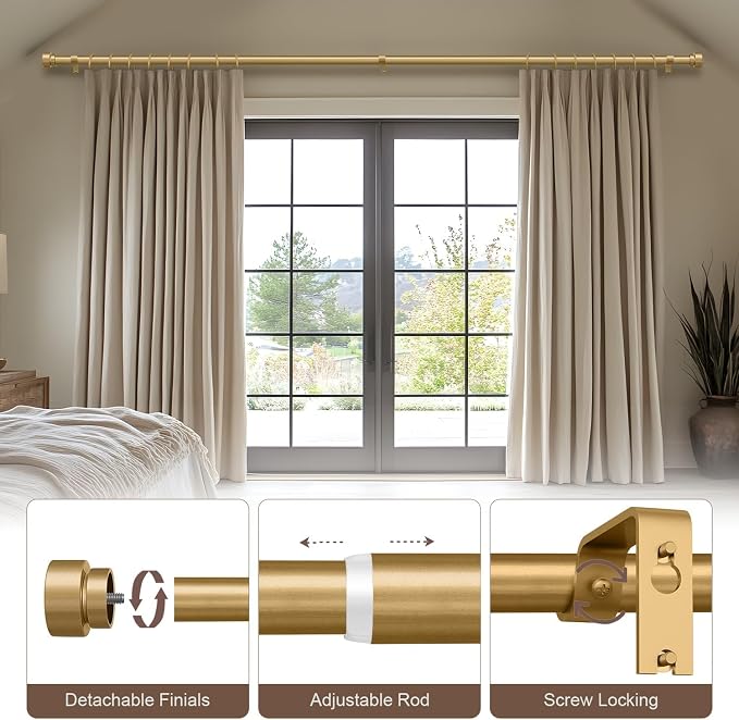 Lootkell 2 Pack Modern Gold Curtain Rods - Image 4