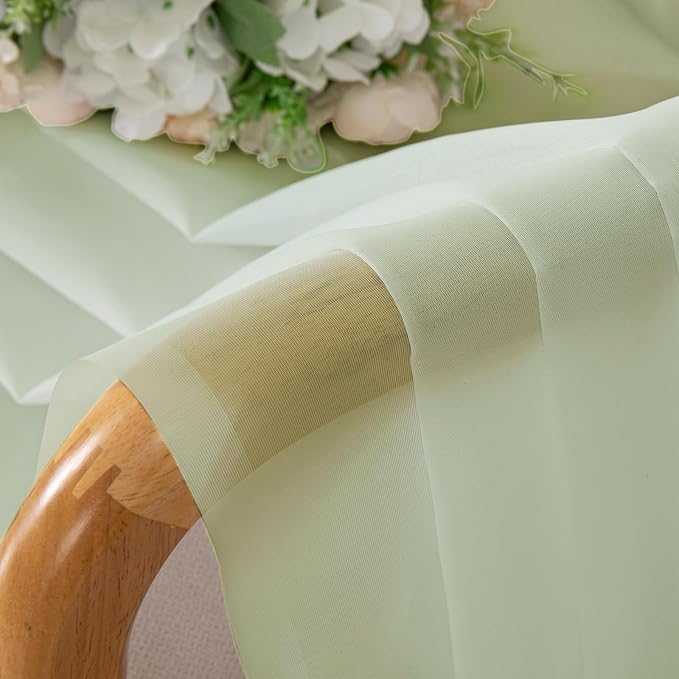 Lecloud Light Green Sheer Curtains 72 Inches Long 2 Panels, Soft Voile Light - Image 8