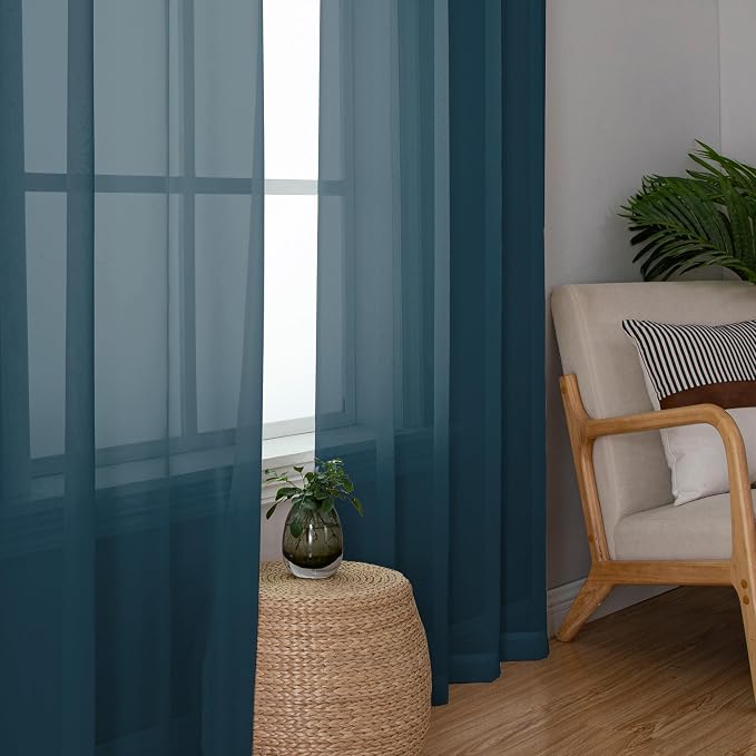 Chyhomenyc Sheer Curtains 63 Inch Length 2 Panels, Light Filtering Rod Pocket - Image 8