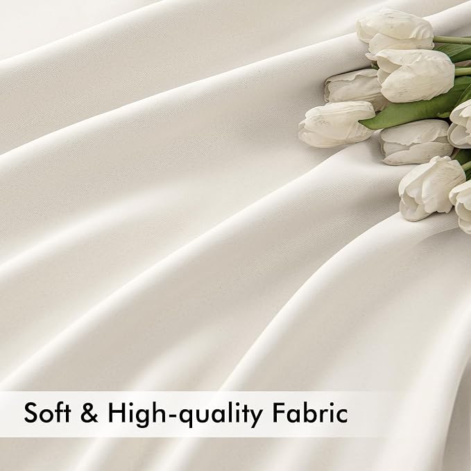 MIULEE Ivory Back Tab Blackout Curtains 108 Inch Long 2 Panels Set - Image 6