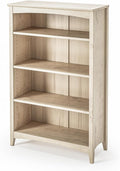Camaflexi Shaker Style 4 Shelf Bookcase/Solid Wood / 48" High/Adjustable Shelving/Closed Back/Display Bookshelf for Living Room, Bedroom, Home and Office, Light Oak