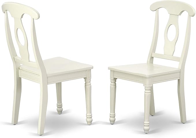 East West Furniture DOKE5-LWH-W 5 Piece Kitchen Table Set for 4 Includes a Rectangle Dining Room Table with Butterfly Leaf and 4 Solid Wood Seat Chairs, 42x78 Inch, Linen White
