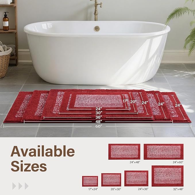 60x24 Long Bathroom Rugs Washable Non Slip, Soft Absorbent Quick Dry Mats - Image 6