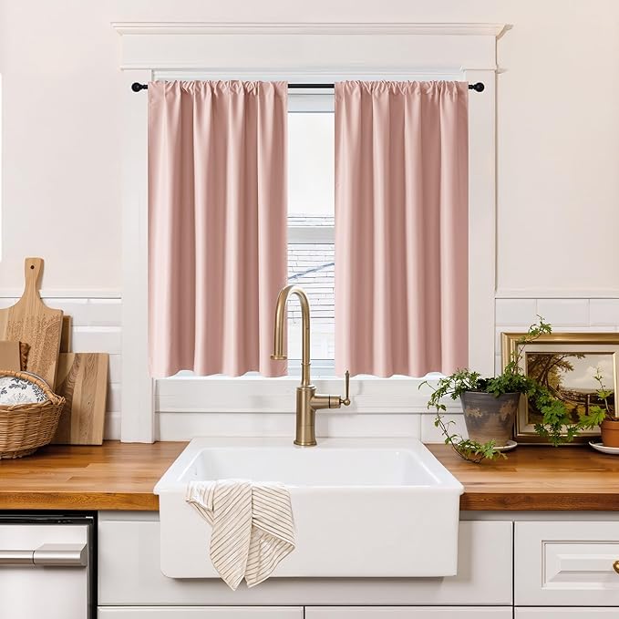 RYB HOME 100% Blackout Basement Curtains 36 inches Long, Heat & UV Blocking by RYBHOME