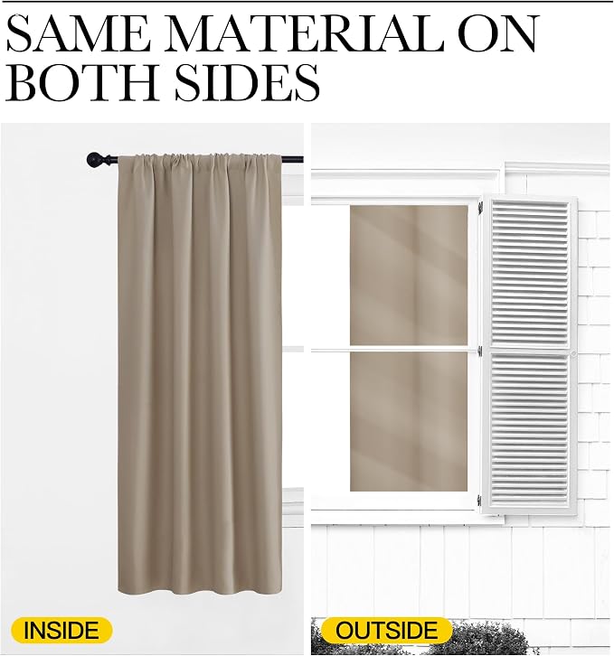 NICETOWN Window Curtains Blackout Drapes, 1 Pair, 52 by 72-Inch, Thermal - Image 5