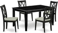 East West Furniture DUCL5-BLK-C 5 Piece Kitchen Table & Chairs Set Includes a Rectangle Dining Table and 4 Linen Fabric Dining Room Chairs, 36x60 Inch, Black