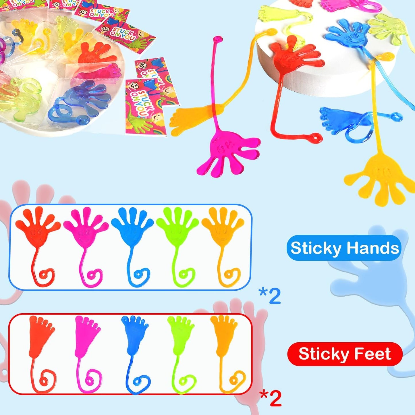 Halloween Large Sticky Hands & Feet Party Favors Supplies for Toddlers (20 PCS), Pinata Goodie Bag Stuffer Fillers for Kids,School Student Non Candy Treats Treasure Box Prizes Toy Gifts for Boys Girls
