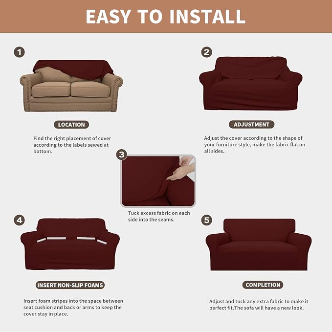 Easy-Going 100% Waterproof Loveseat Couch Cover, Dual Waterproof Sofa Cover - Image 5
