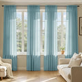 MIULEE Dusty Blue Sheer Curtains 84 Inches Long, 4 Panels Set, Light Filtering by MIULEE