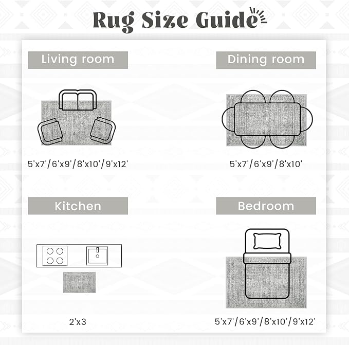 Living Room Rugs 9x12: Washable Moroccan Geometric Boho Rug Farmhouse Non Slip - Image 7