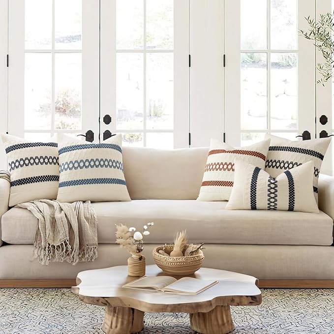 MIULEE Set of 2 Black Boho Decorative Lumbar Pillow Covers 12x20 Inch Farmhouse - Image 3