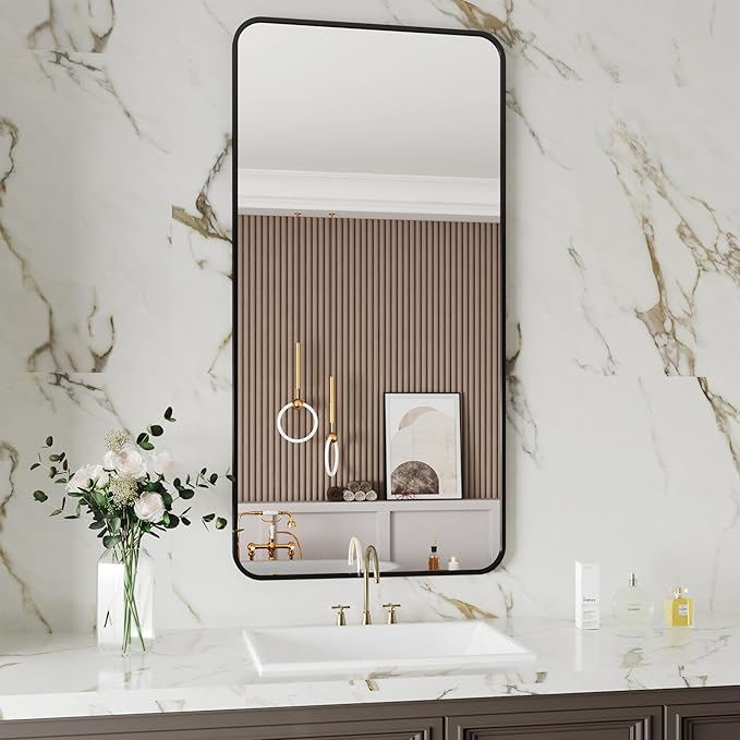 Black Bathroom Mirror 30x60,Black Vanity Mirror,espejos para baños,Mirrors for Bathroom Sink,Bathroom Mirrors for Vanity,Restroom Mirror