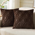 decorUhome Throw Pillow Covers 22x22 Inch Set of 2, Soft Plush Faux Wool Dark by decorUhome