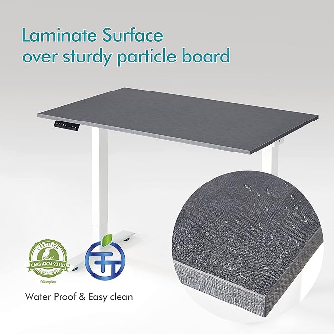 Kaboon Universal Tabletop 55"x23.62", Solid One-Piece Melamine Table Top, Double Desk L-Desk DIY, Home and Office Countertop, Fabric Blue