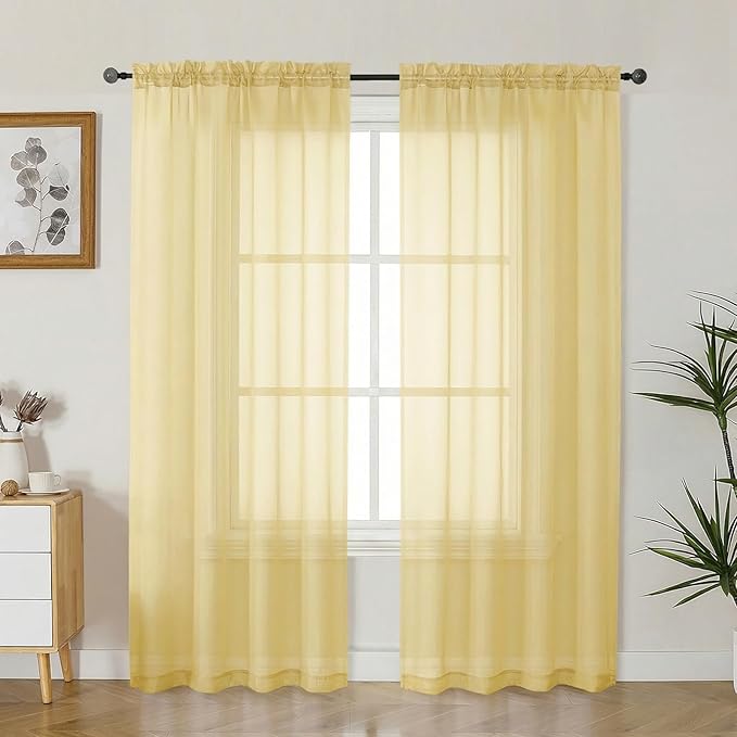 Gwine Sheer Curtains 72 Inch Length by Gwine