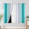 Estelar Textiler Teal and Greyish White Blackout Curtains 54 Inch Length by ESTELARTEXTILER